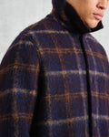 wax london men's Stan - Navy Check Wool Car Coat