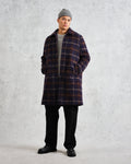 wax london men's Stan - Navy Check Wool Car Coat