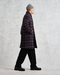 wax london men's Stan - Navy Check Wool Car Coat