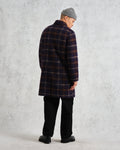 wax london men's Stan - Navy Check Wool Car Coat