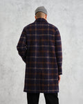 wax london men's Stan - Navy Check Wool Car Coat