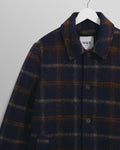wax london men's Stan - Navy Check Wool Car Coat