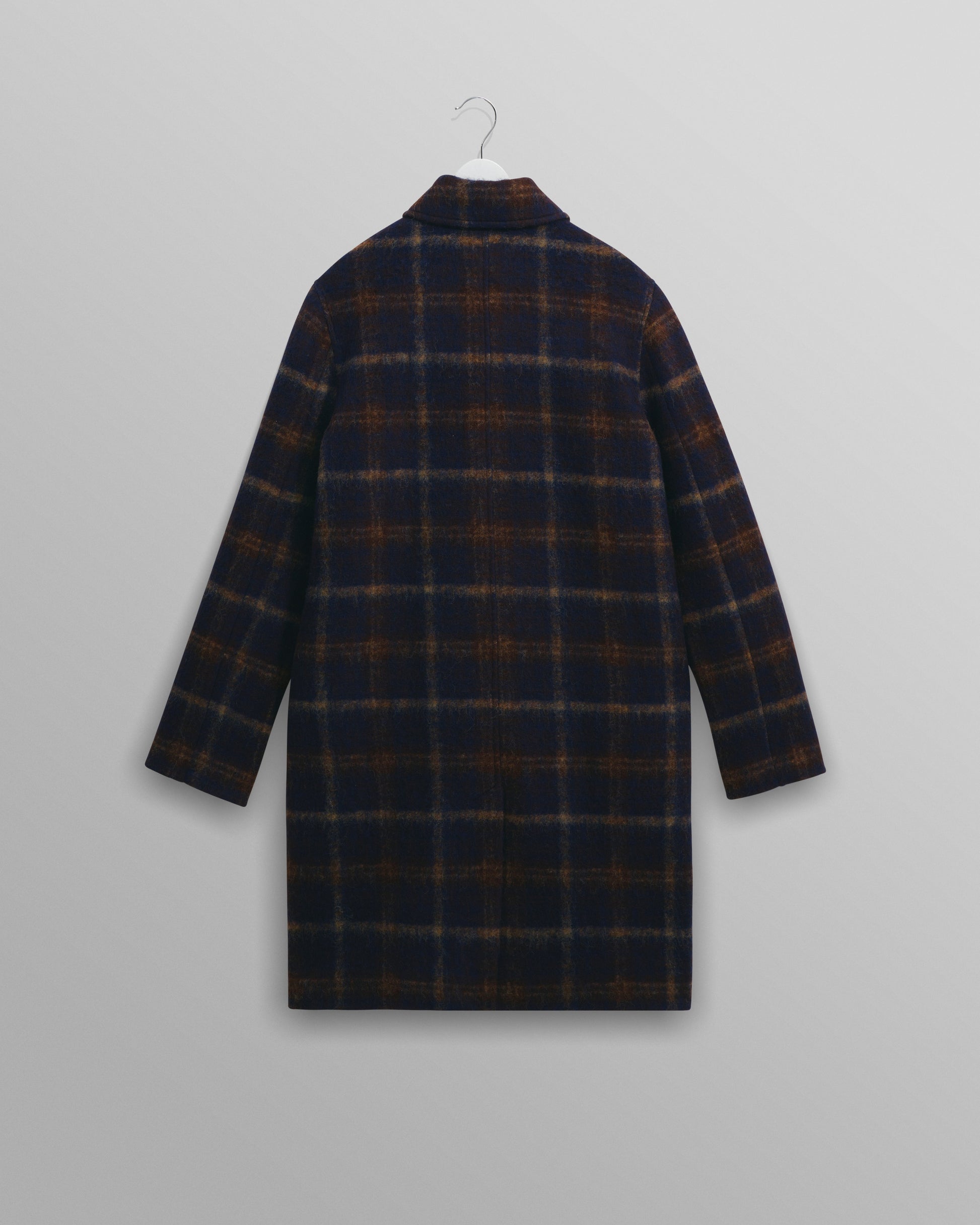 wax london men's Stan - Navy Check Wool Car Coat