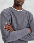 wax london men's Stanley - Grey Rib-Knit Wool Jumper