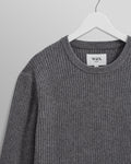 wax london men's Stanley - Grey Rib-Knit Wool Jumper