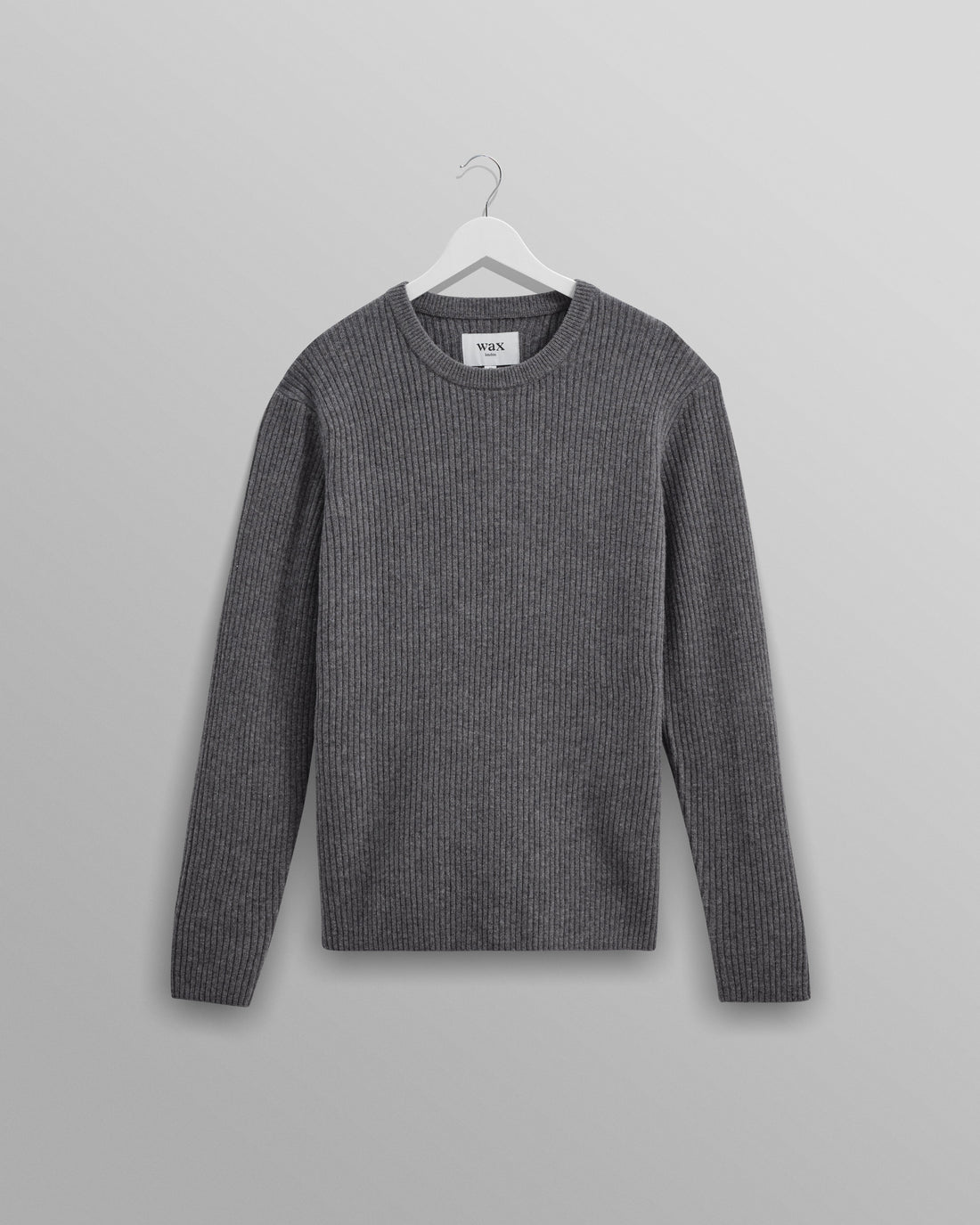 wax london men's Stanley - Grey Rib-Knit Wool Jumper