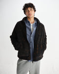 wax london men's Tate - Black And Brown Paisley Jacquard Fleece Jacket