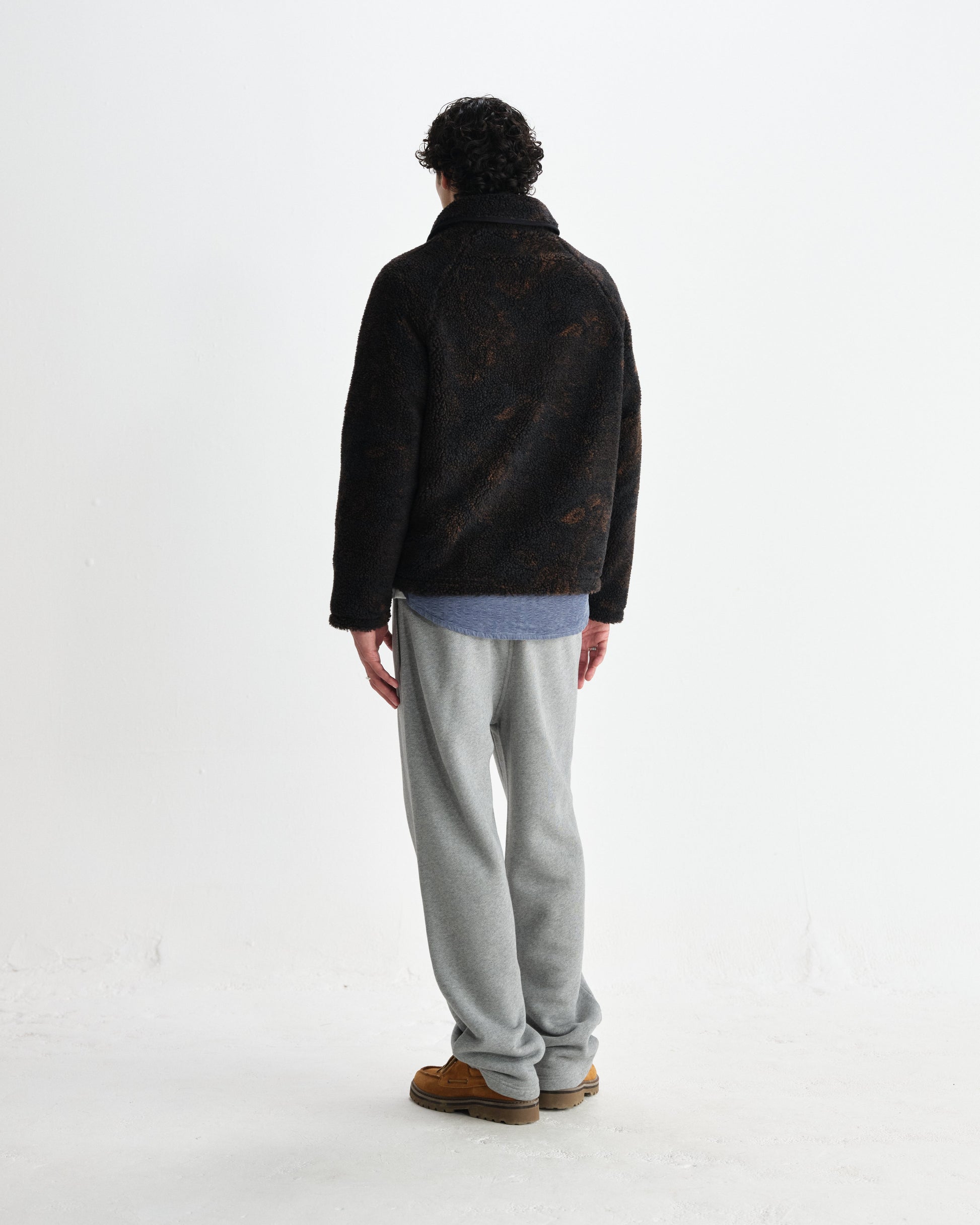 wax london men's Tate - Black And Brown Paisley Jacquard Fleece Jacket