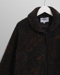 wax london men's Tate - Black And Brown Paisley Jacquard Fleece Jacket