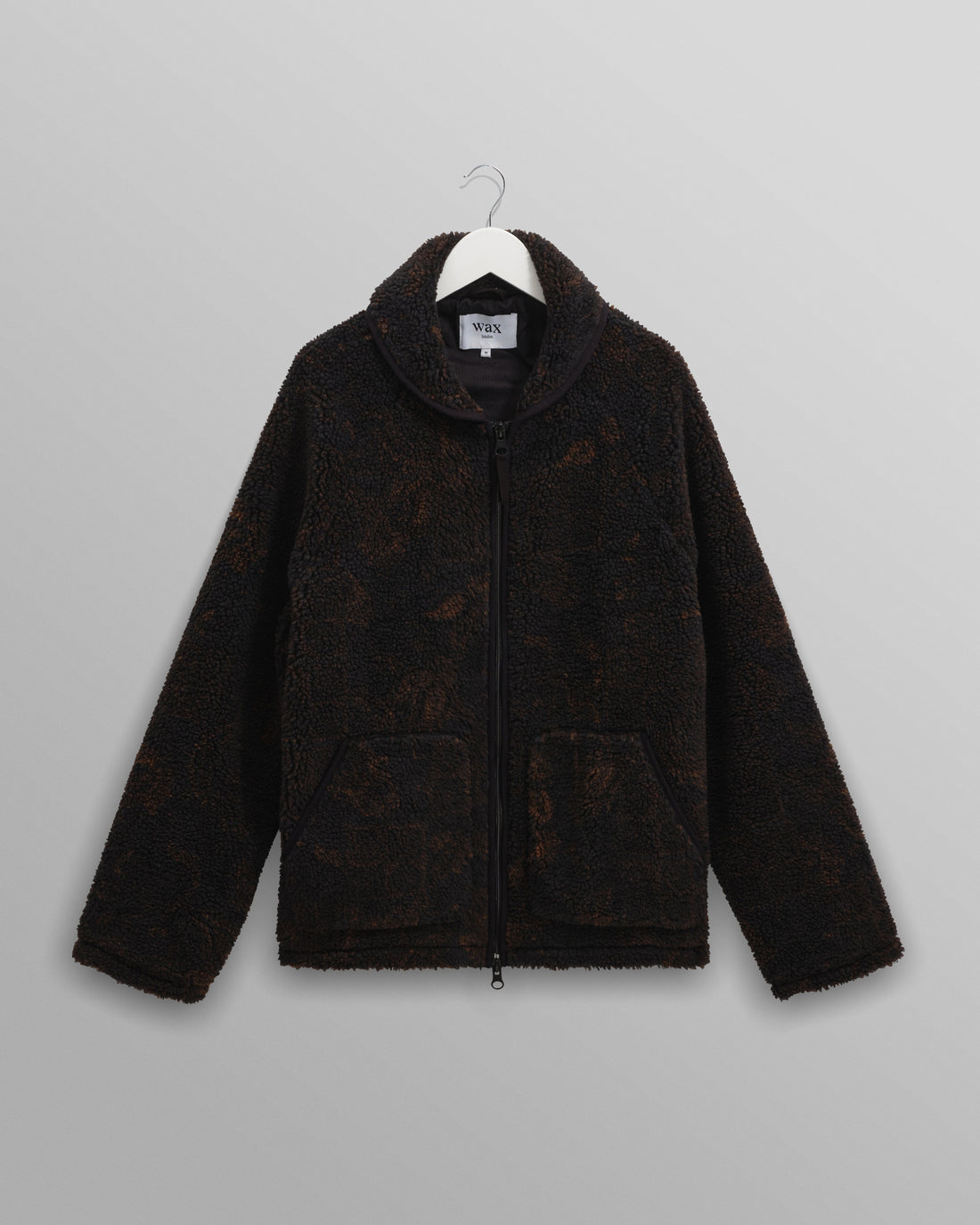 wax london men's Tate - Black And Brown Paisley Jacquard Fleece Jacket