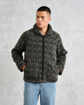 wax london men's Tate - Charcoal Ornate Jacquard Fleece Jacket