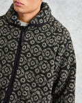wax london men's Tate - Charcoal Ornate Jacquard Fleece Jacket