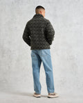 wax london men's Tate - Charcoal Ornate Jacquard Fleece Jacket