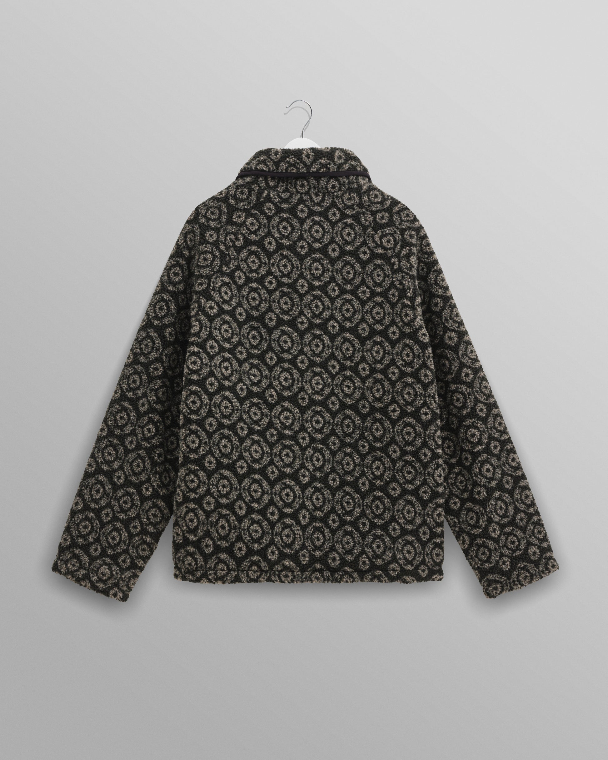 wax london men's Tate - Charcoal Ornate Jacquard Fleece Jacket
