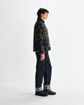 wax london men's Tate - Navy And Khaki Shapes Jacquard Fleece Jacket