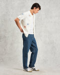wax london men's Tellaro - Ecru Embroidered Knitted Cotton Polo Shirt