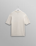 wax london men's Tellaro - Ecru Honeycomb Knitted Cotton Polo Shirt