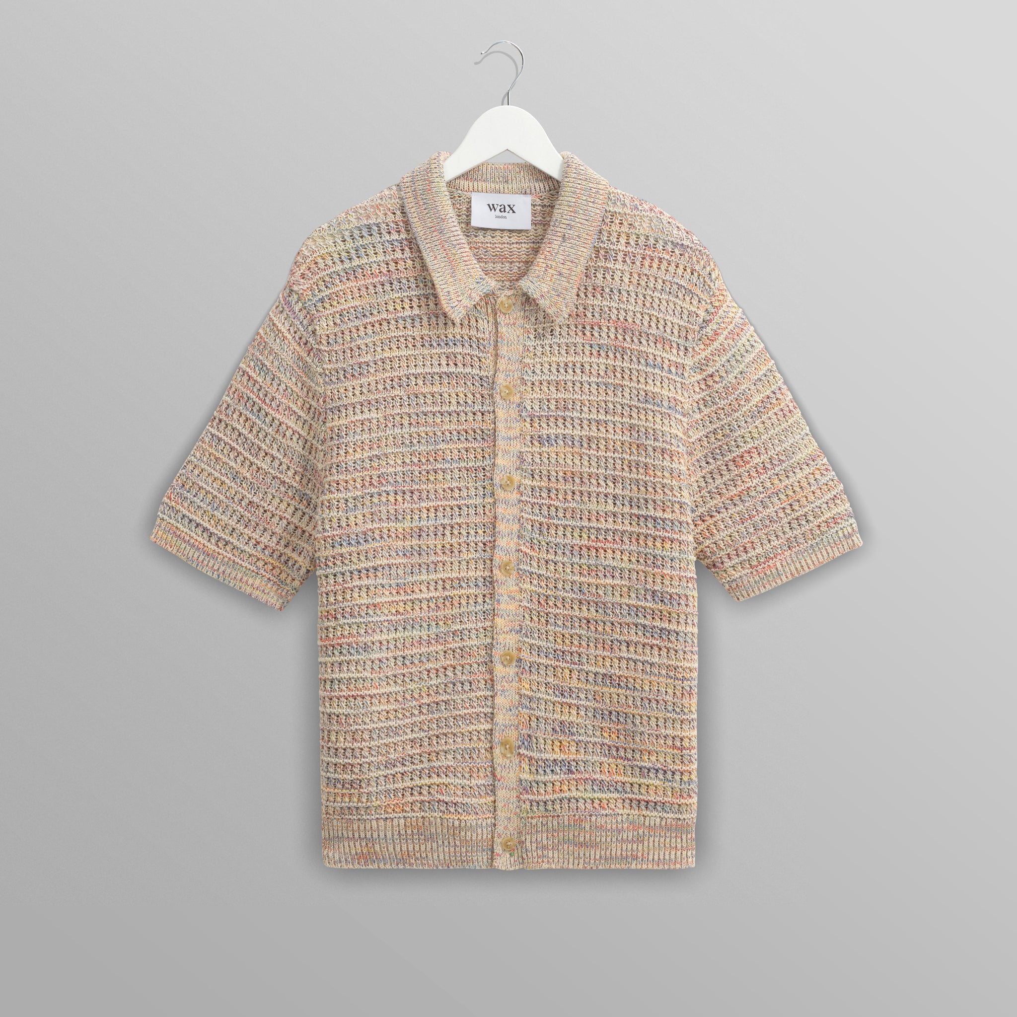wax london men's Tellaro - Multicolour Twist Knitted Cotton Polo Shirt