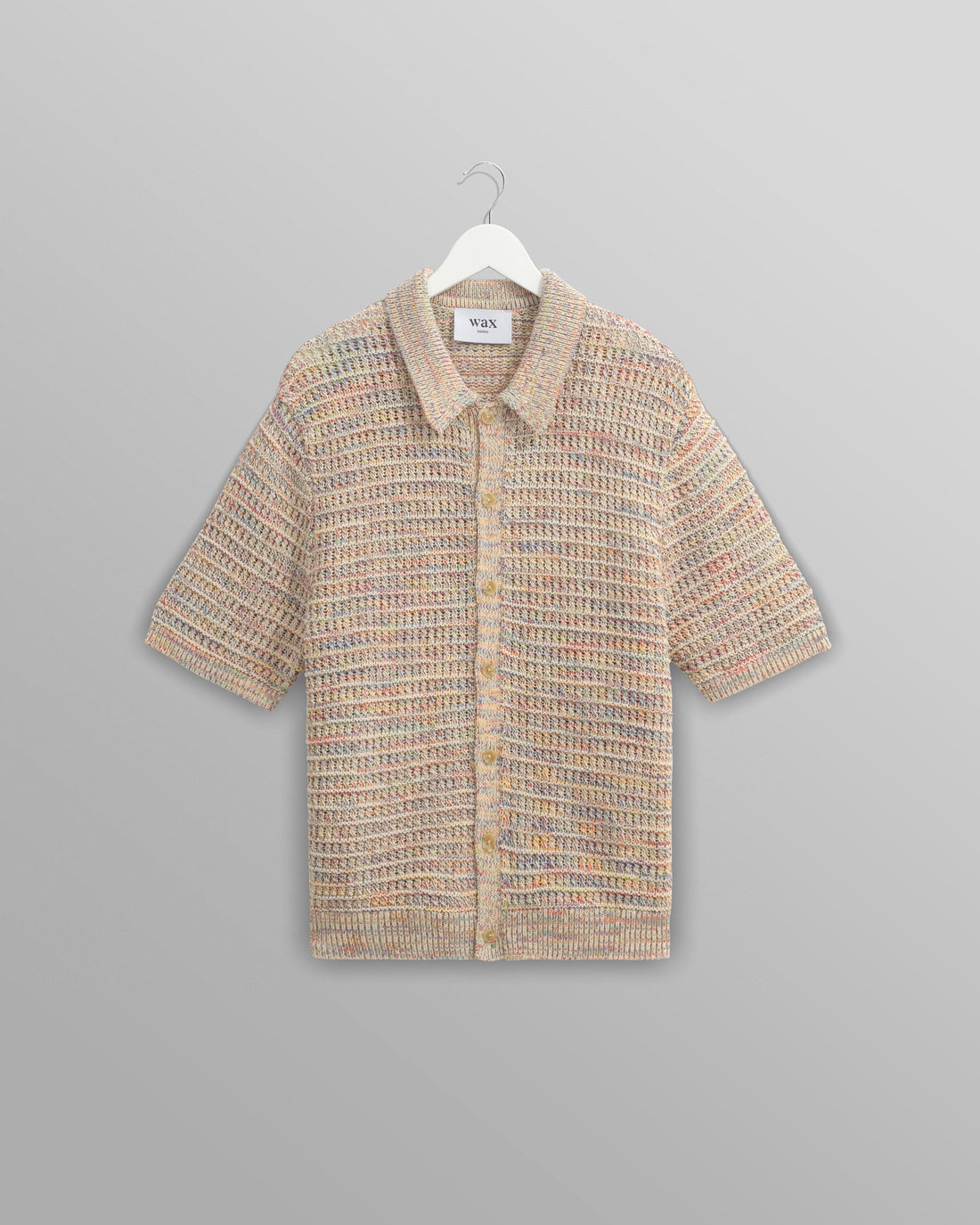 wax london men's Tellaro - Multicolour Twist Knitted Cotton Polo Shirt