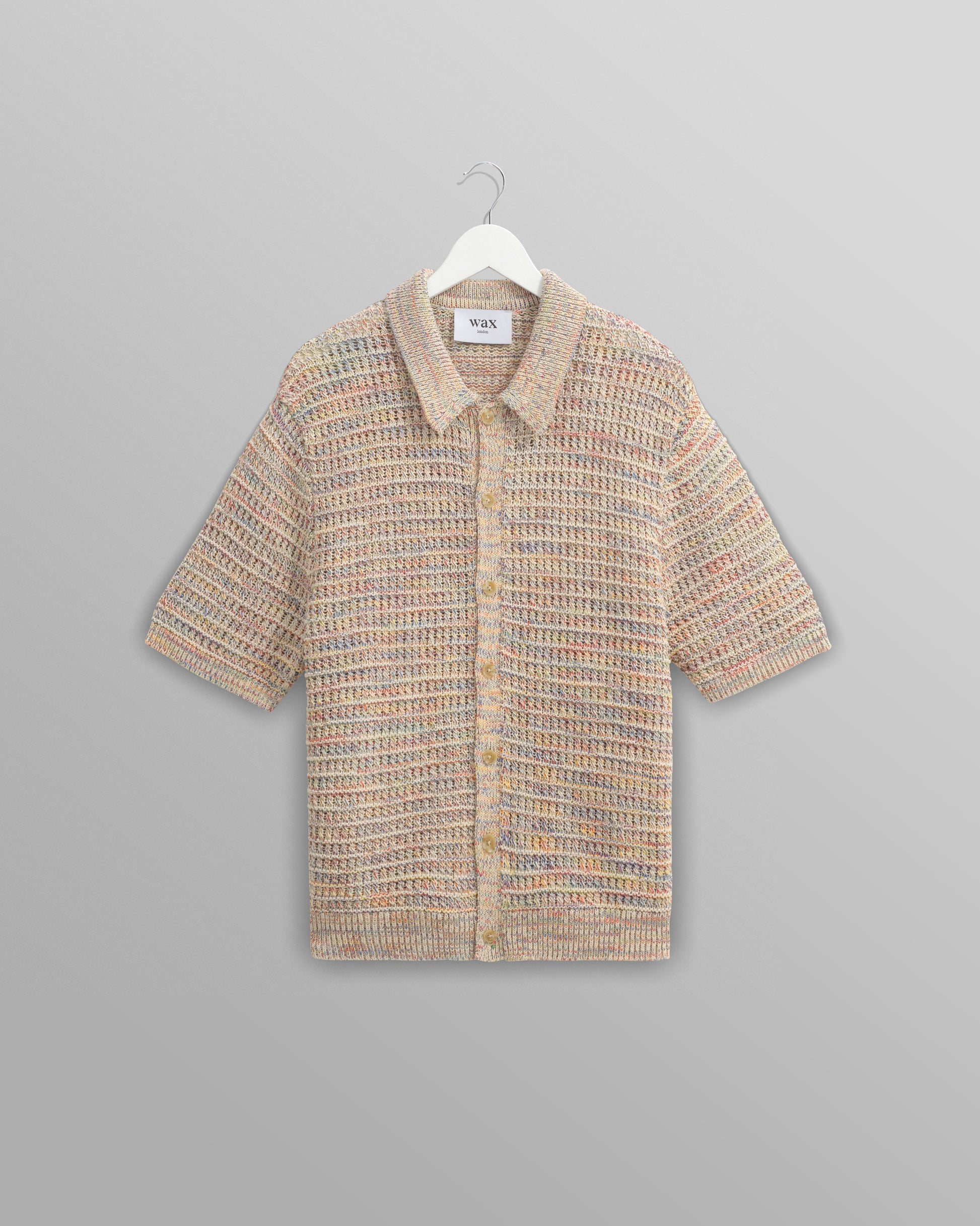 wax london men's Tellaro - Multicolour Twist Knitted Cotton Polo Shirt