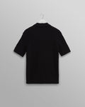 wax london men's Tellaro - Navy Honeycomb Knitted Cotton Polo Shirt