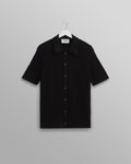 wax london men's Tellaro - Navy Honeycomb Knitted Cotton Polo Shirt