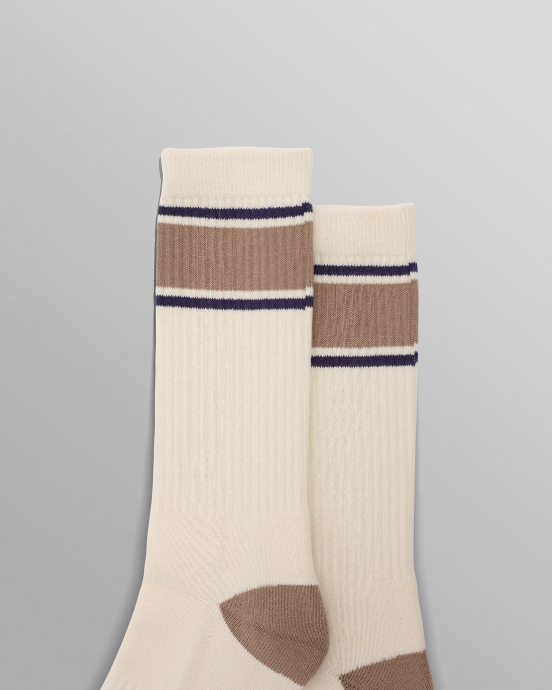 wax london men's Thorpe - Ecru And Beige Running Stripe Sports Sock