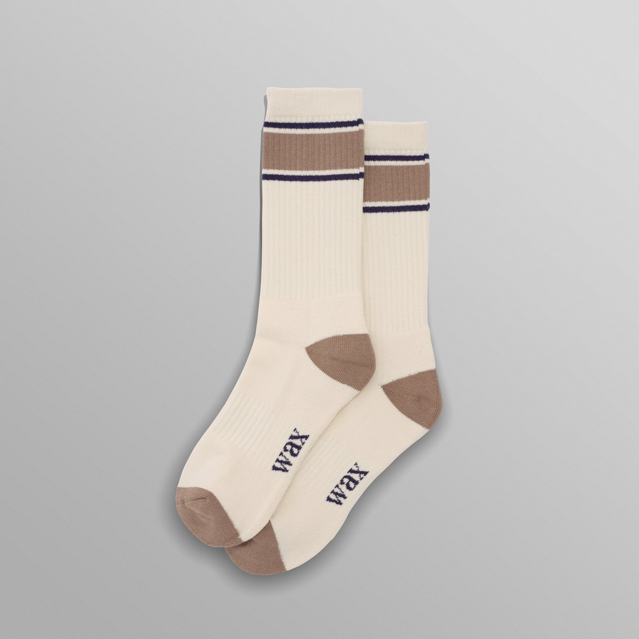wax london men's Thorpe - Ecru And Beige Running Stripe Sports Sock