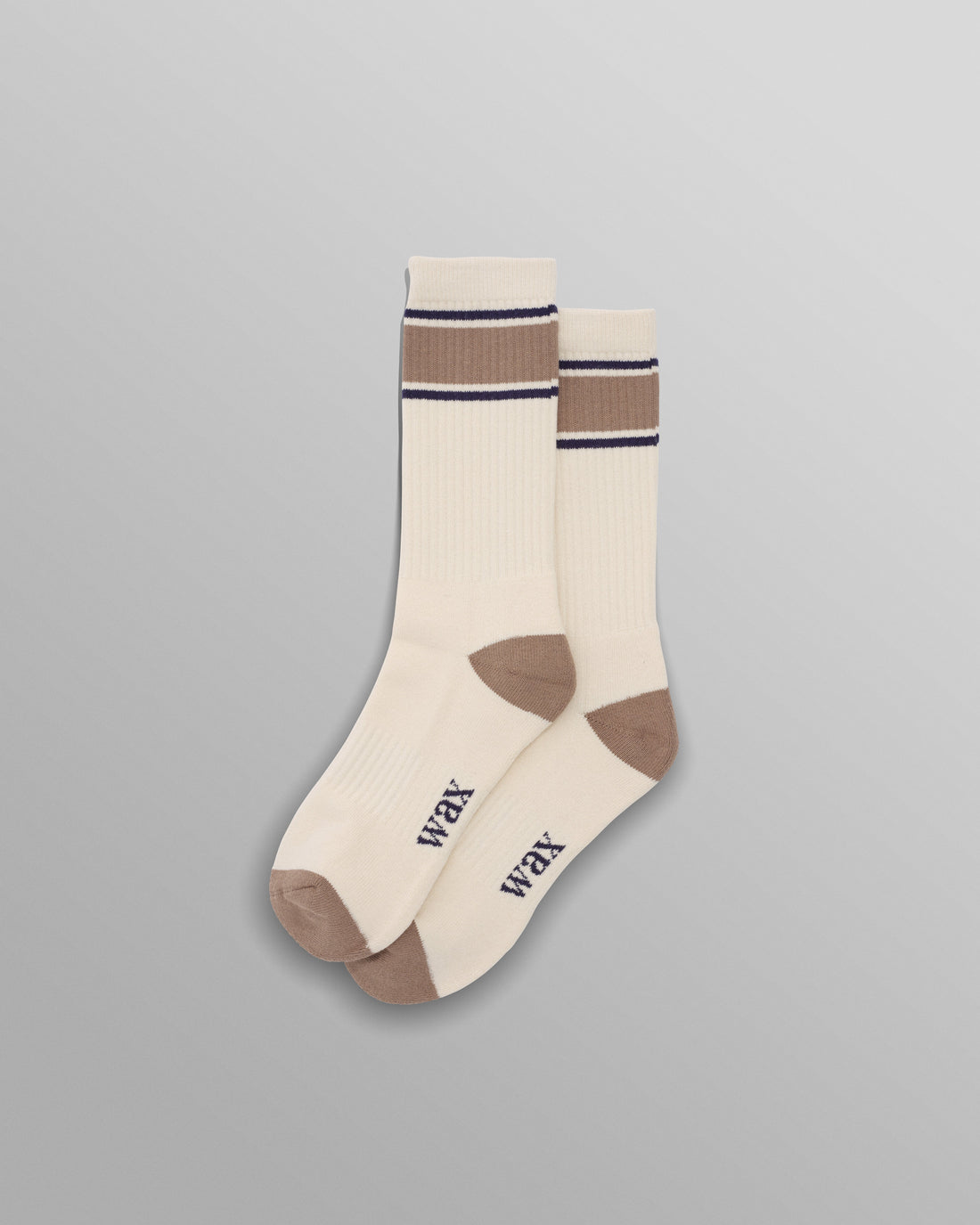 wax london men's Thorpe - Ecru And Beige Running Stripe Sports Sock