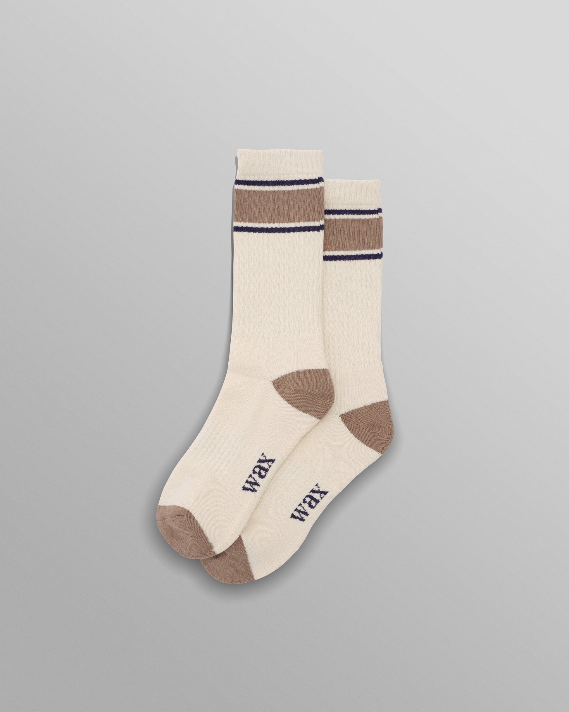 wax london men's Thorpe - Ecru And Beige Running Stripe Sports Sock