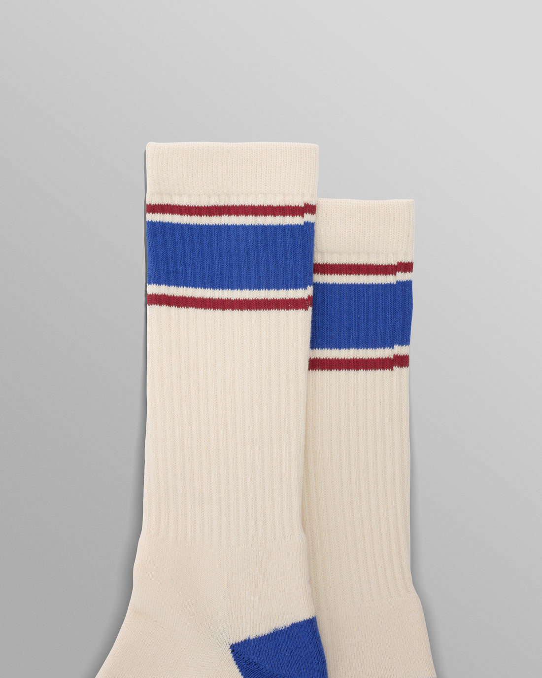wax london men's Thorpe - Ecru And Blue Running Stripe Sports Sock