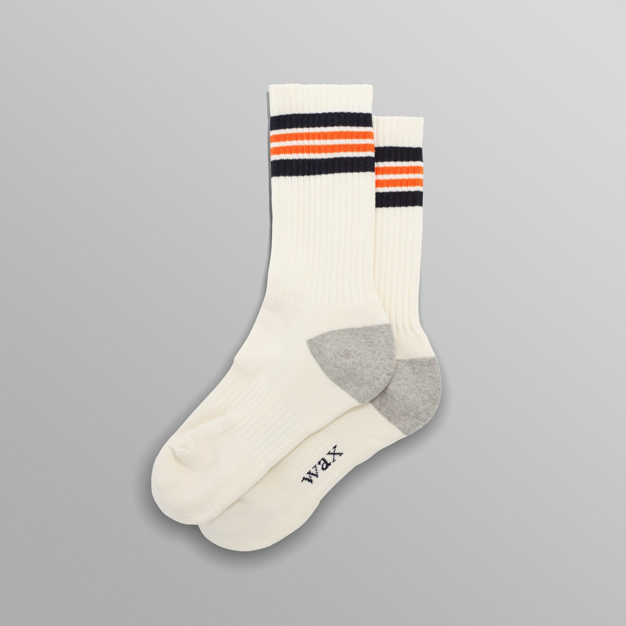 wax london men's Thorpe - Ecru And Orange Branded Stripe Socks