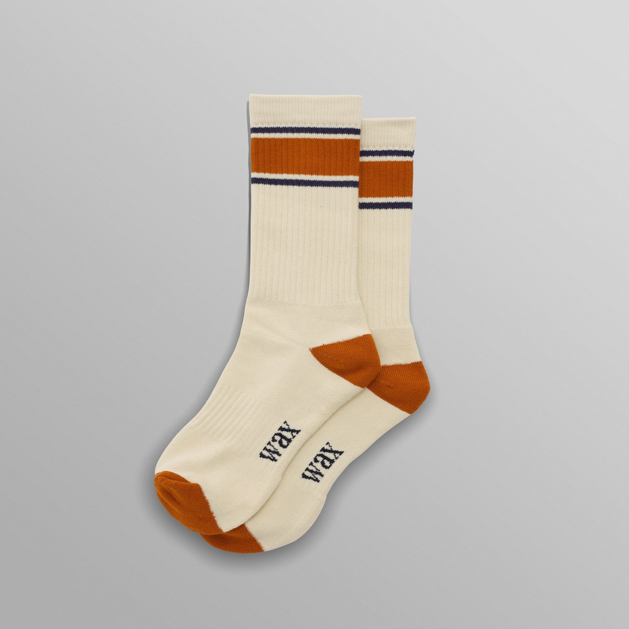 wax london men's Thorpe - Ecru And Orange Running Stripe Sports Sock