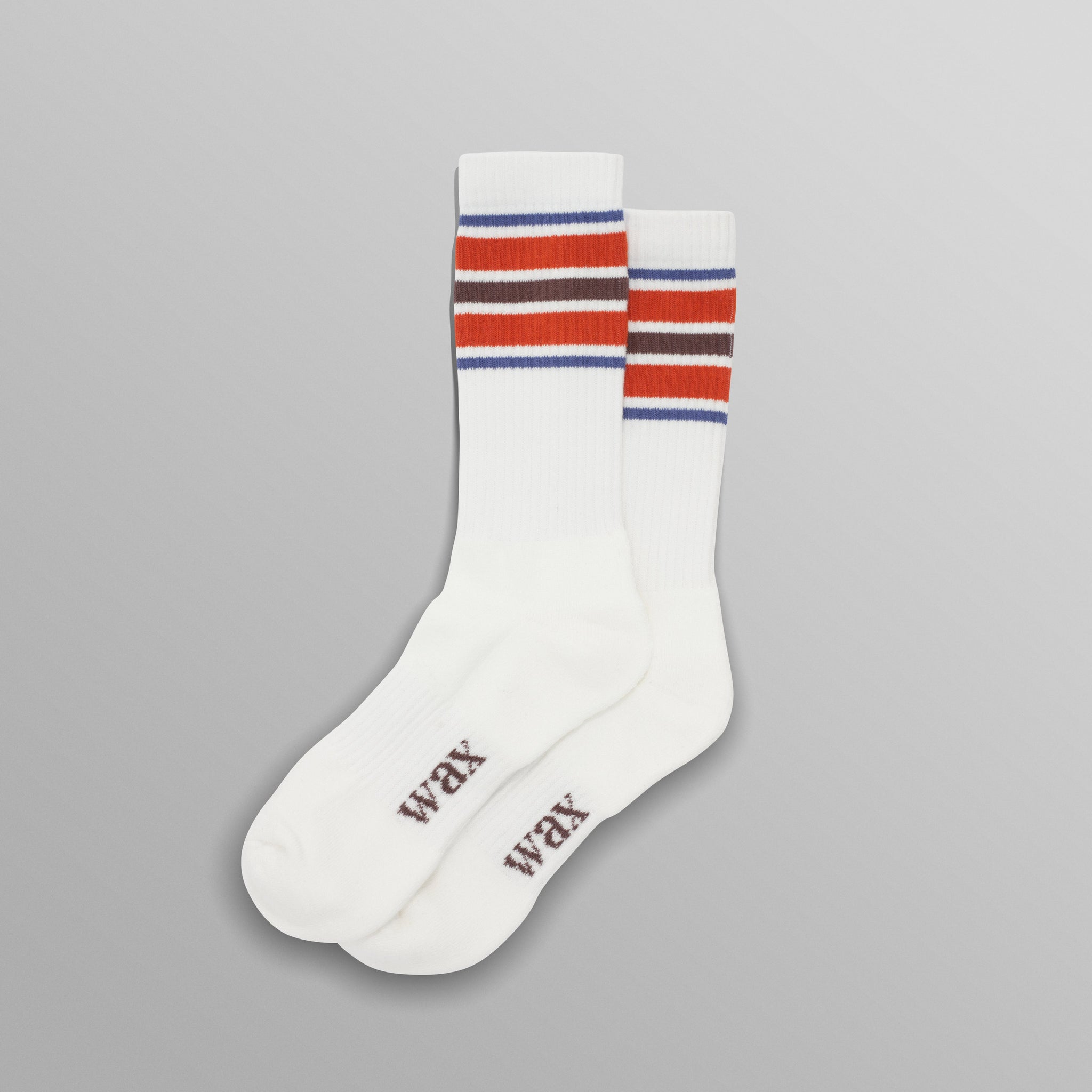wax london men's Thorpe - White And Orange Branded Stripe Socks