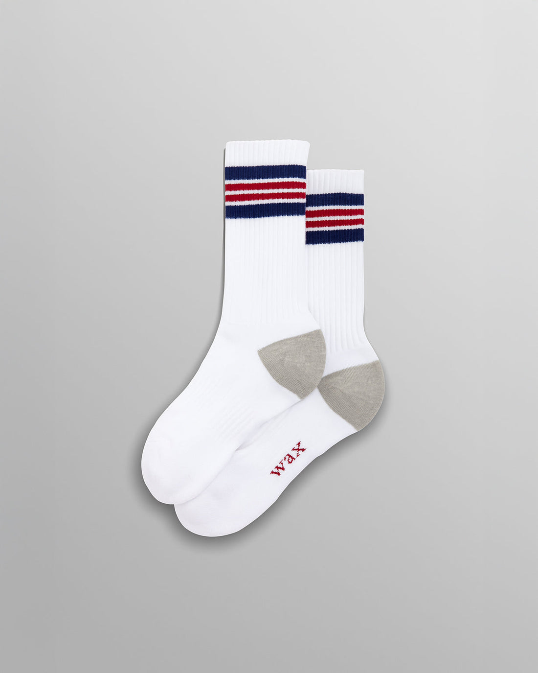 wax london men's Thorpe - White And Red Branded Stripe Socks