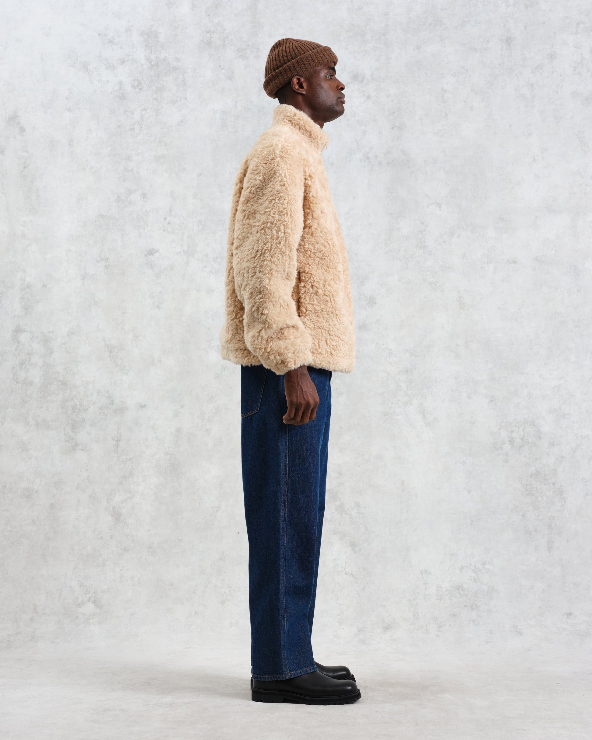 wax london men's Trimms - Beige Borg Jacket