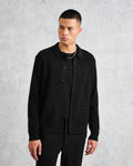 wax london men's Tristan - Black Cable Stitch Knitted Shirt