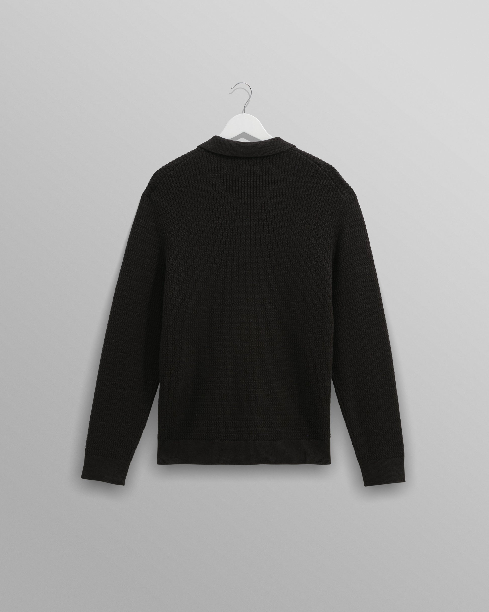 wax london men's Tristan - Black Cable Stitch Knitted Shirt