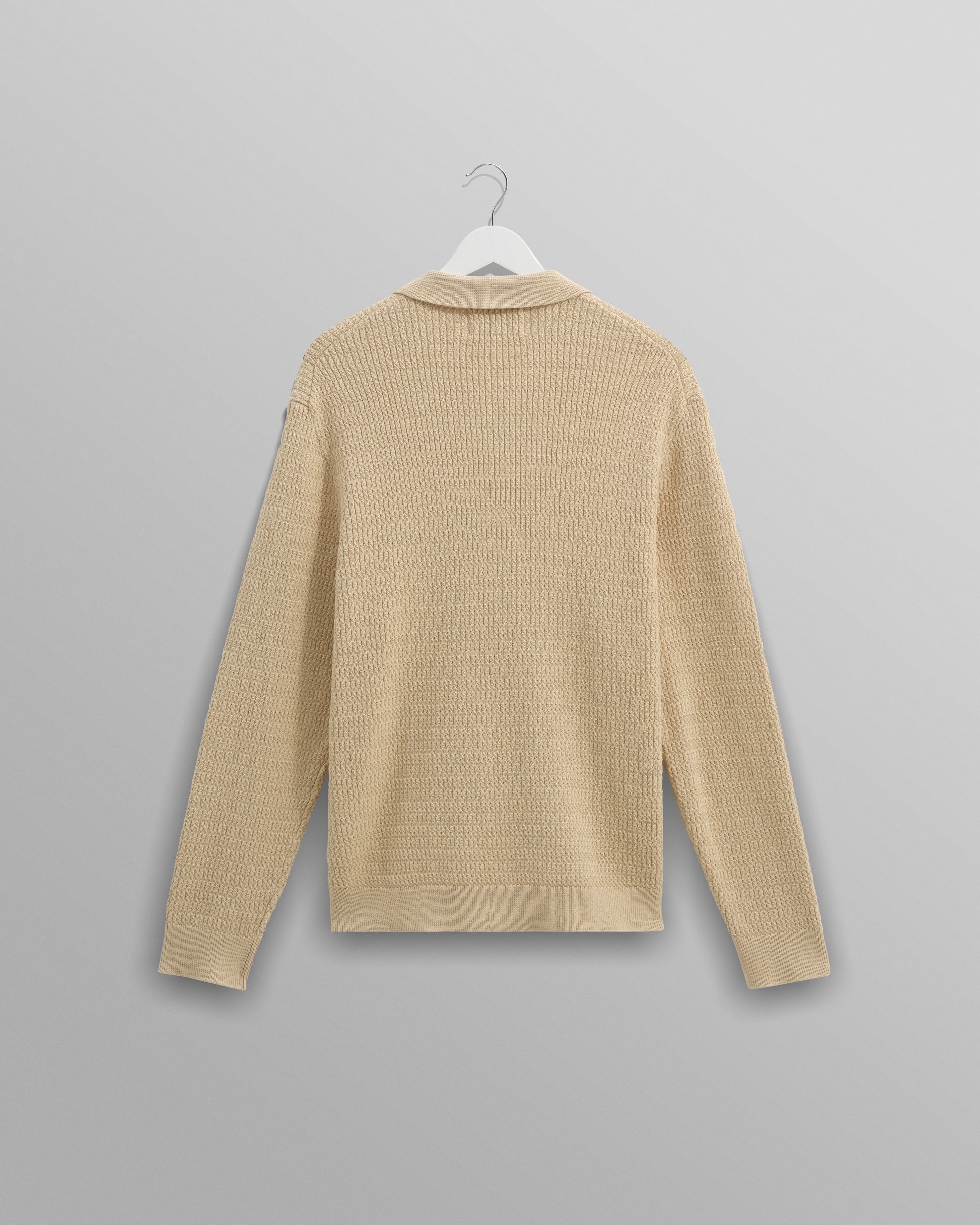 wax london men's Tristan - Sand Cable Stitch Knitted Shirt