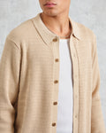 wax london men's Tristan - Sand Cable Stitch Knitted Shirt