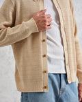 wax london men's Tristan - Sand Cable Stitch Knitted Shirt