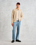 wax london men's Tristan - Sand Cable Stitch Knitted Shirt