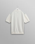 wax london men's Turin - Blue And Ecru Retro Stripe Knitted Cotton Polo