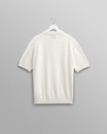 wax london men's Turin - Ecru Slub Knitted Cotton And Linen Polo
