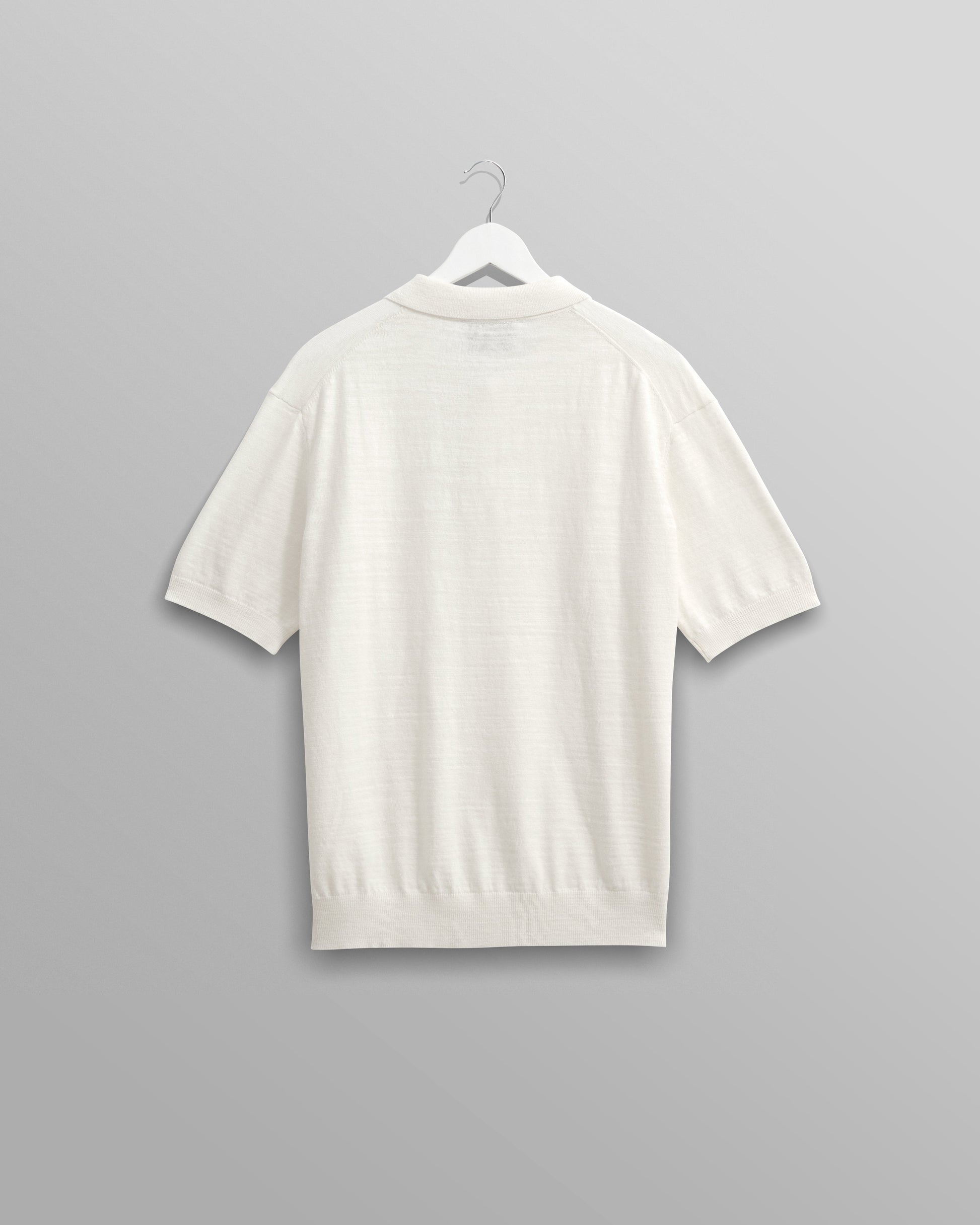 wax london men's Turin - Ecru Slub Knitted Cotton And Linen Polo