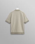 wax london men's Turin - Light Khaki Ladder Stripe Knitted Cotton Polo