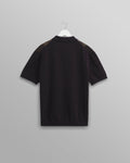 wax london men's Turin - Navy And Khaki Retro Stripe Knitted Cotton Polo