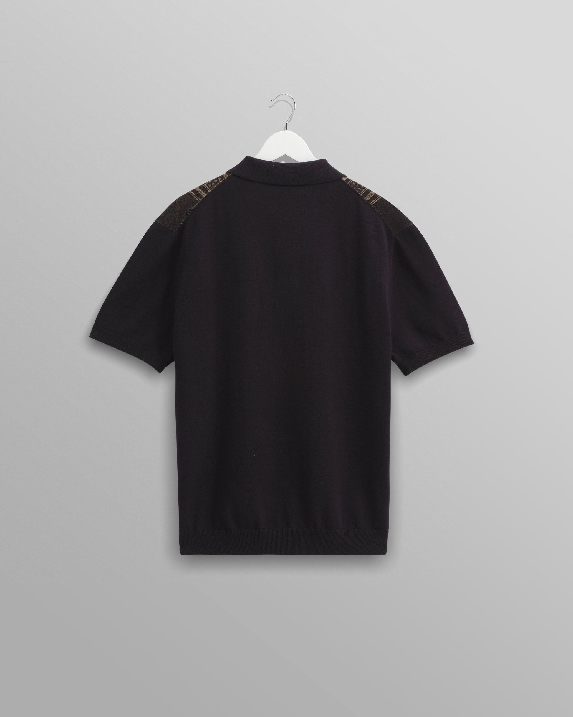 wax london men's Turin - Navy And Khaki Retro Stripe Knitted Cotton Polo