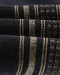 wax london men's Turin - Navy And Khaki Retro Stripe Knitted Cotton Polo