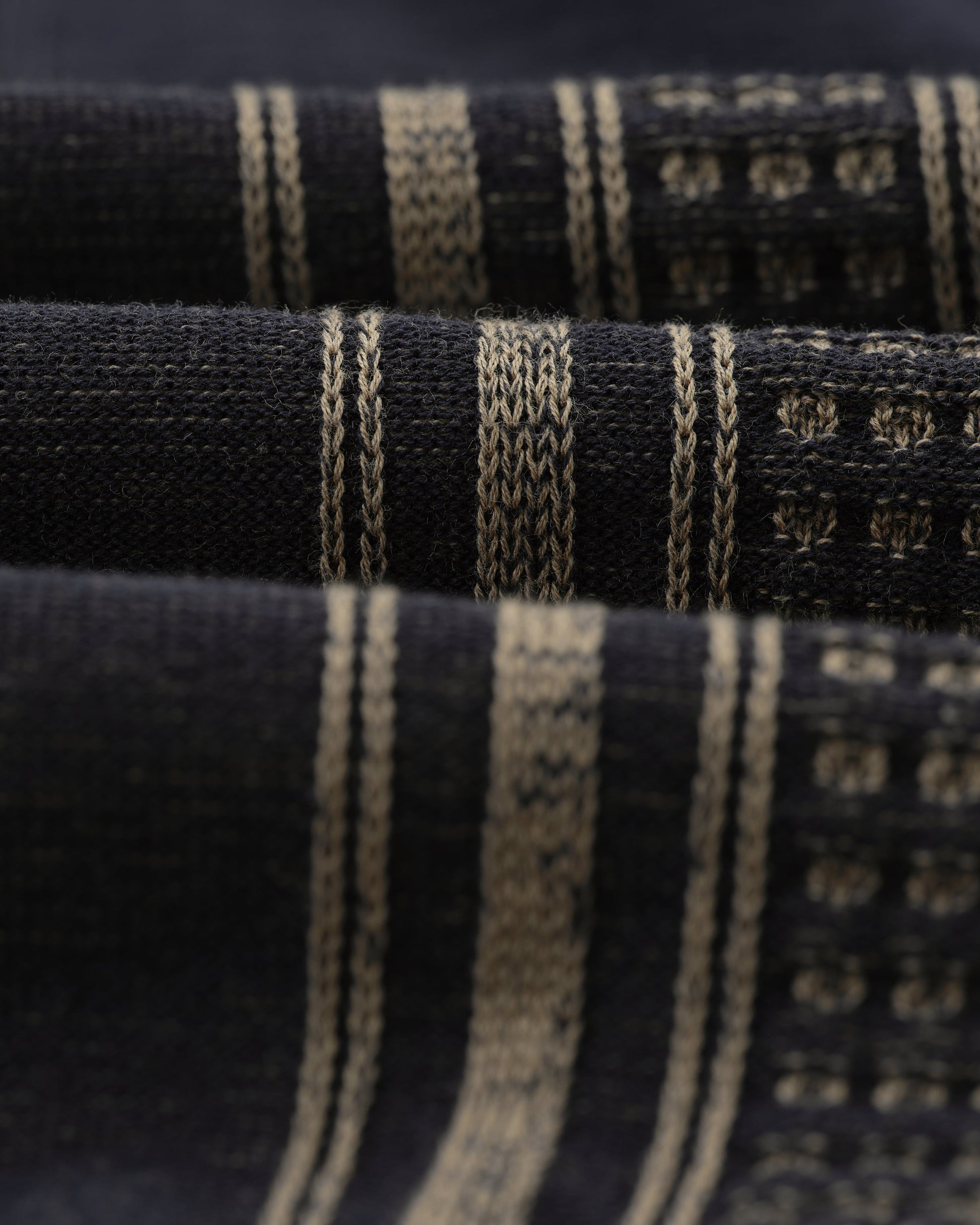 wax london men's Turin - Navy And Khaki Retro Stripe Knitted Cotton Polo